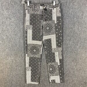 Boohoo Man Jeans Men's 30 S Floral Gray Denim Button Fly Cotton Blend‎